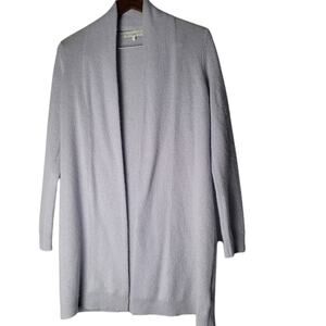 White + Warren Cardigan Sweater Small Light Blue 100% Cashmere Drape Open Front